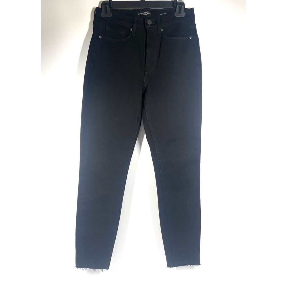 Banana Republic Premium Denim BLACK Mid Rise Skinny Jeans Women 4 27 X 28